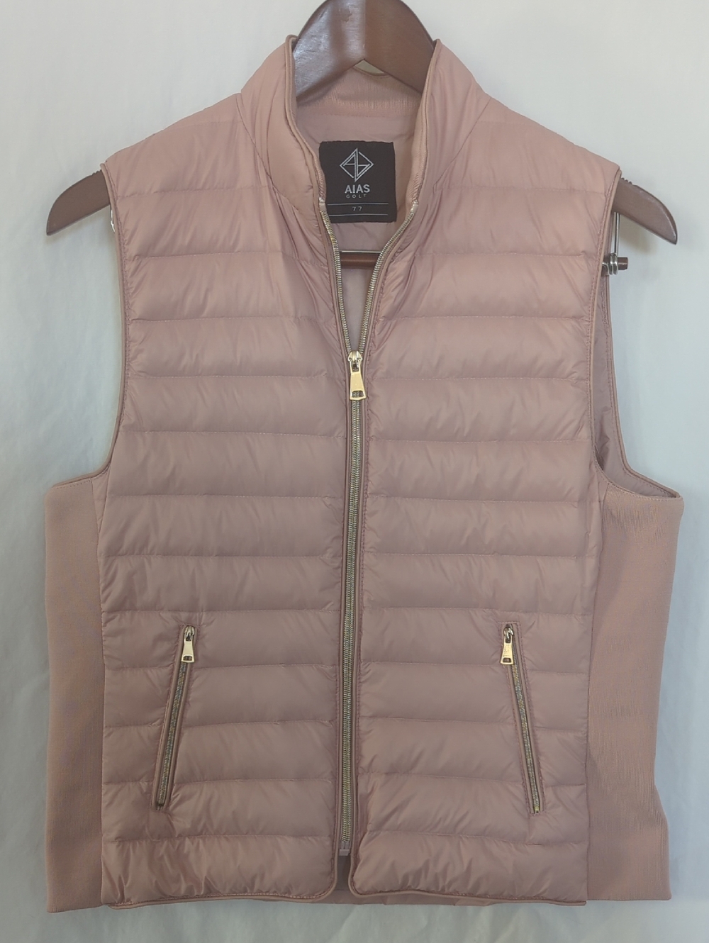 AIAS Golf Korean Luxury Quilted Puffer Vest - Blush Pink - Size 77 (US Medium)
